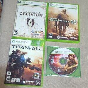 Xbox 360 Oblivion, Call of Duty: Modern Warfare 2, Titanfall, and Fable II